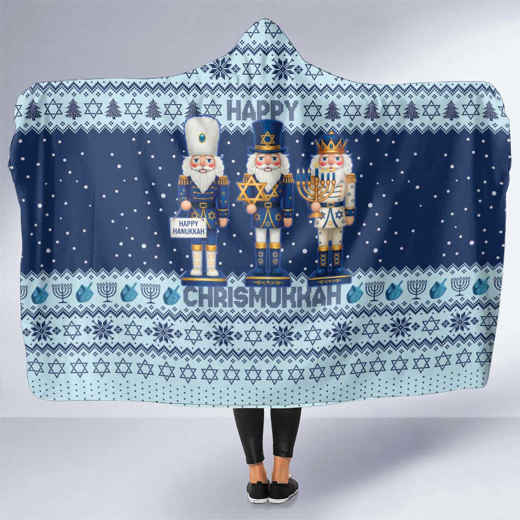 Chrismukkah Nutcracker Hooded Blanket Funny Hanukkah Xmas Style - Wonder Print Shop