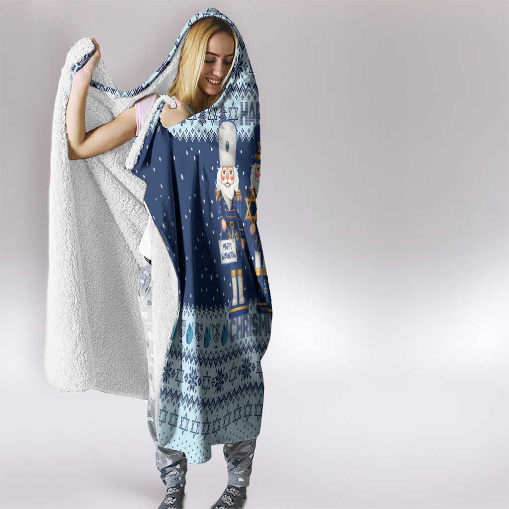 Chrismukkah Nutcracker Hooded Blanket Funny Hanukkah Xmas Style - Wonder Print Shop