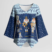 Chrismukkah Nutcracker Kimono Sleeve Blouse Funny Hanukkah Xmas Style - Wonder Print Shop
