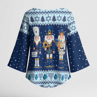 Chrismukkah Nutcracker Kimono Sleeve Blouse Funny Hanukkah Xmas Style - Wonder Print Shop