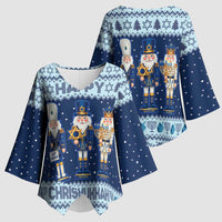 Chrismukkah Nutcracker Kimono Sleeve Blouse Funny Hanukkah Xmas Style - Wonder Print Shop