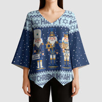Chrismukkah Nutcracker Kimono Sleeve Blouse Funny Hanukkah Xmas Style - Wonder Print Shop