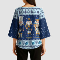 Chrismukkah Nutcracker Kimono Sleeve Blouse Funny Hanukkah Xmas Style - Wonder Print Shop