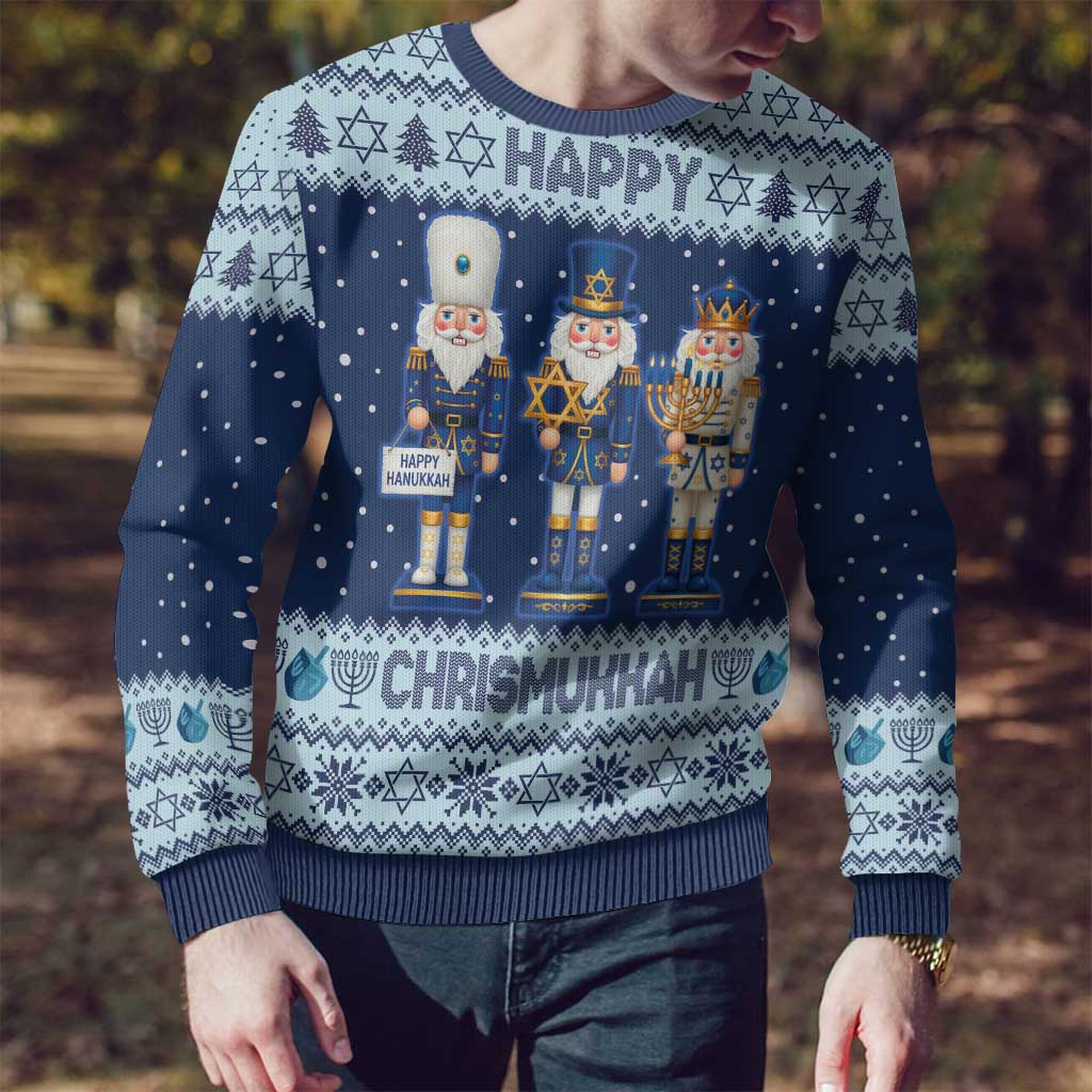 Chrismukkah Nutcracker Ugly Christmas Sweater Funny Hanukkah Xmas Style - Wonder Print Shop