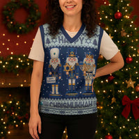 Chrismukkah Nutcracker Christmas Knitted V-Neck Vest Funny Hanukkah Xmas Style - Wonder Print Shop