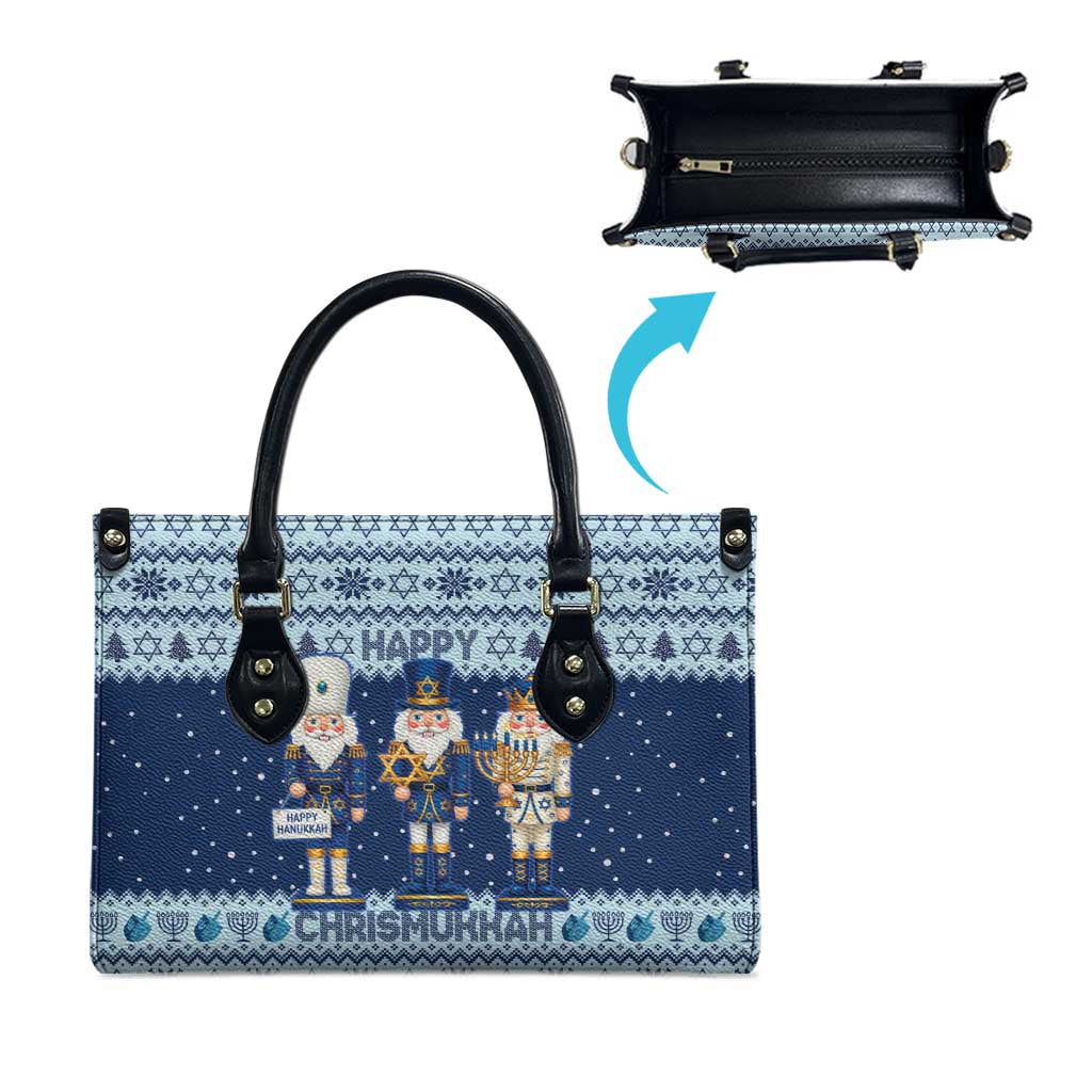 Chrismukkah Nutcracker Leather Bag Funny Hanukkah Xmas Style - Wonder Print Shop