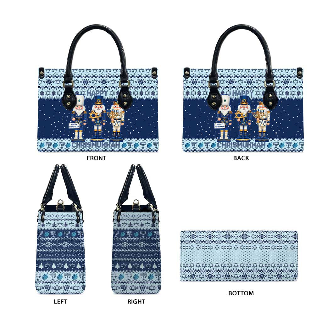 Chrismukkah Nutcracker Leather Bag Funny Hanukkah Xmas Style - Wonder Print Shop