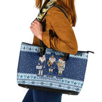 Chrismukkah Nutcracker Leather Tote Bag Funny Hanukkah Xmas Style - Wonder Print Shop