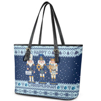 Chrismukkah Nutcracker Leather Tote Bag Funny Hanukkah Xmas Style - Wonder Print Shop