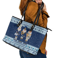 Chrismukkah Nutcracker Leather Tote Bag Funny Hanukkah Xmas Style - Wonder Print Shop