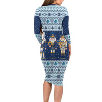 Chrismukkah Nutcracker Long Sleeve Bodycon Dress Funny Hanukkah Xmas Style - Wonder Print Shop
