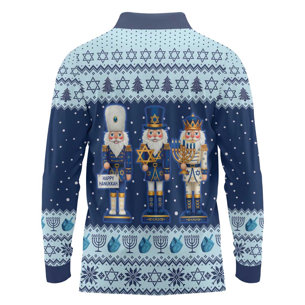 Chrismukkah Nutcracker Long Sleeve Polo Shirt Funny Hanukkah Xmas Style - Wonder Print Shop