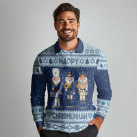 Chrismukkah Nutcracker Long Sleeve Polo Shirt Funny Hanukkah Xmas Style - Wonder Print Shop