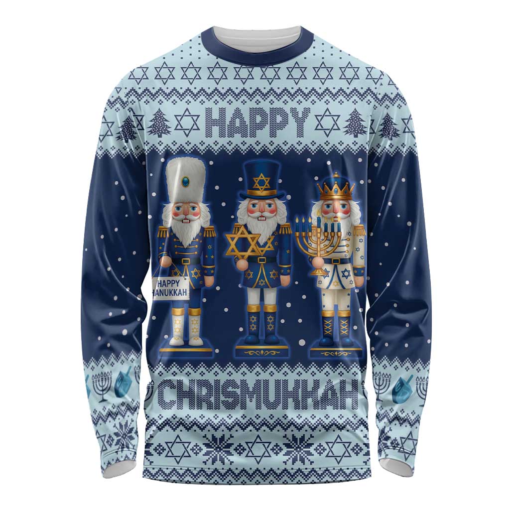 Chrismukkah Nutcracker Long Sleeve Shirt Funny Hanukkah Xmas Style - Wonder Print Shop