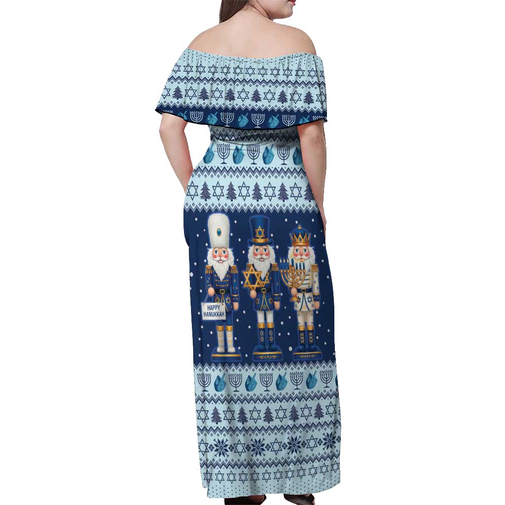 Chrismukkah Nutcracker Off Shoulder Maxi Dress Funny Hanukkah Xmas Style - Wonder Print Shop