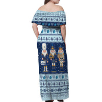 Chrismukkah Nutcracker Off Shoulder Maxi Dress Funny Hanukkah Xmas Style - Wonder Print Shop