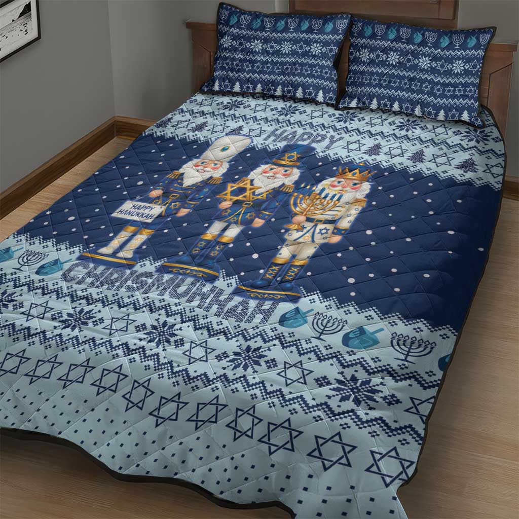 Chrismukkah Nutcracker Quilt Bed Set Funny Hanukkah Xmas Style - Wonder Print Shop