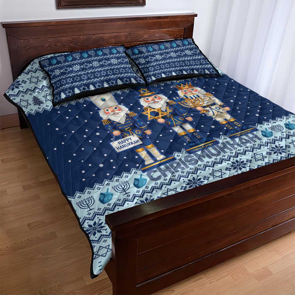 Chrismukkah Nutcracker Quilt Bed Set Funny Hanukkah Xmas Style - Wonder Print Shop