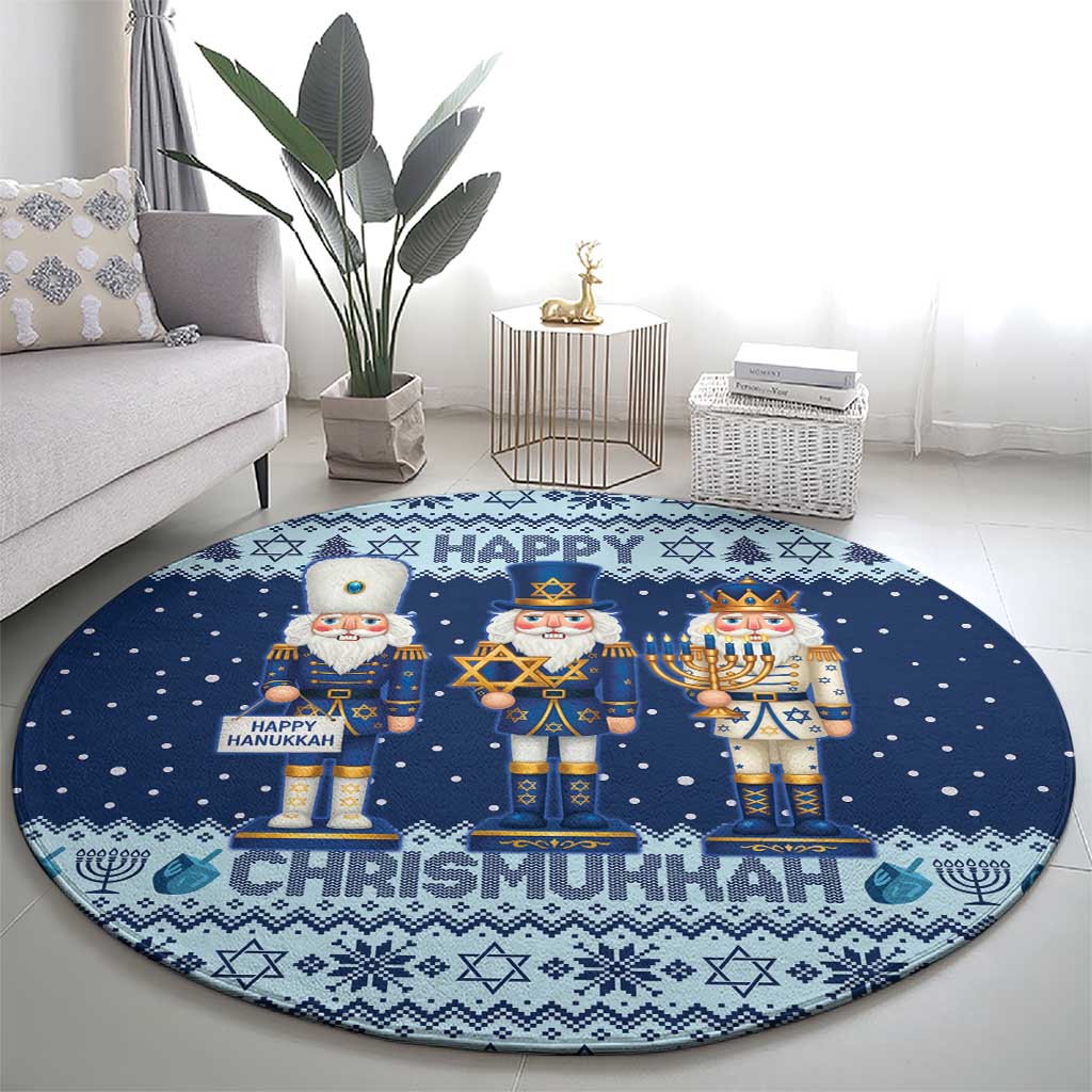Chrismukkah Nutcracker Round Carpet Funny Hanukkah Xmas Style - Wonder Print Shop