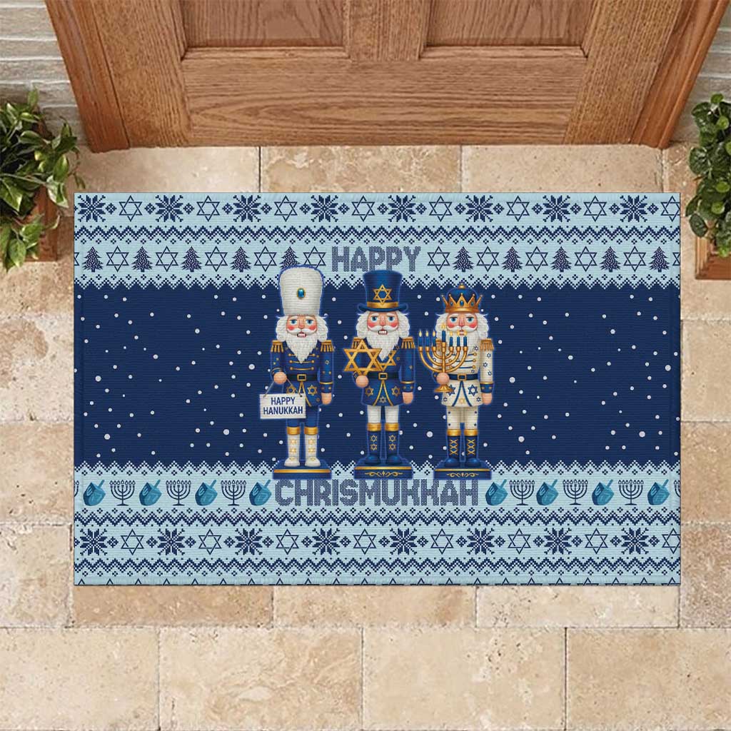 Chrismukkah Nutcracker Rubber Doormat Funny Hanukkah Xmas Style - Wonder Print Shop