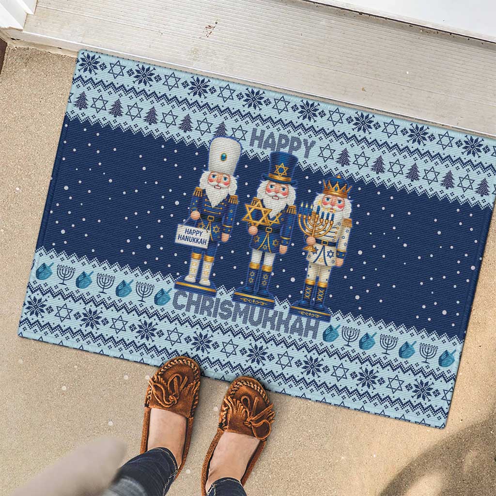 Chrismukkah Nutcracker Rubber Doormat Funny Hanukkah Xmas Style - Wonder Print Shop