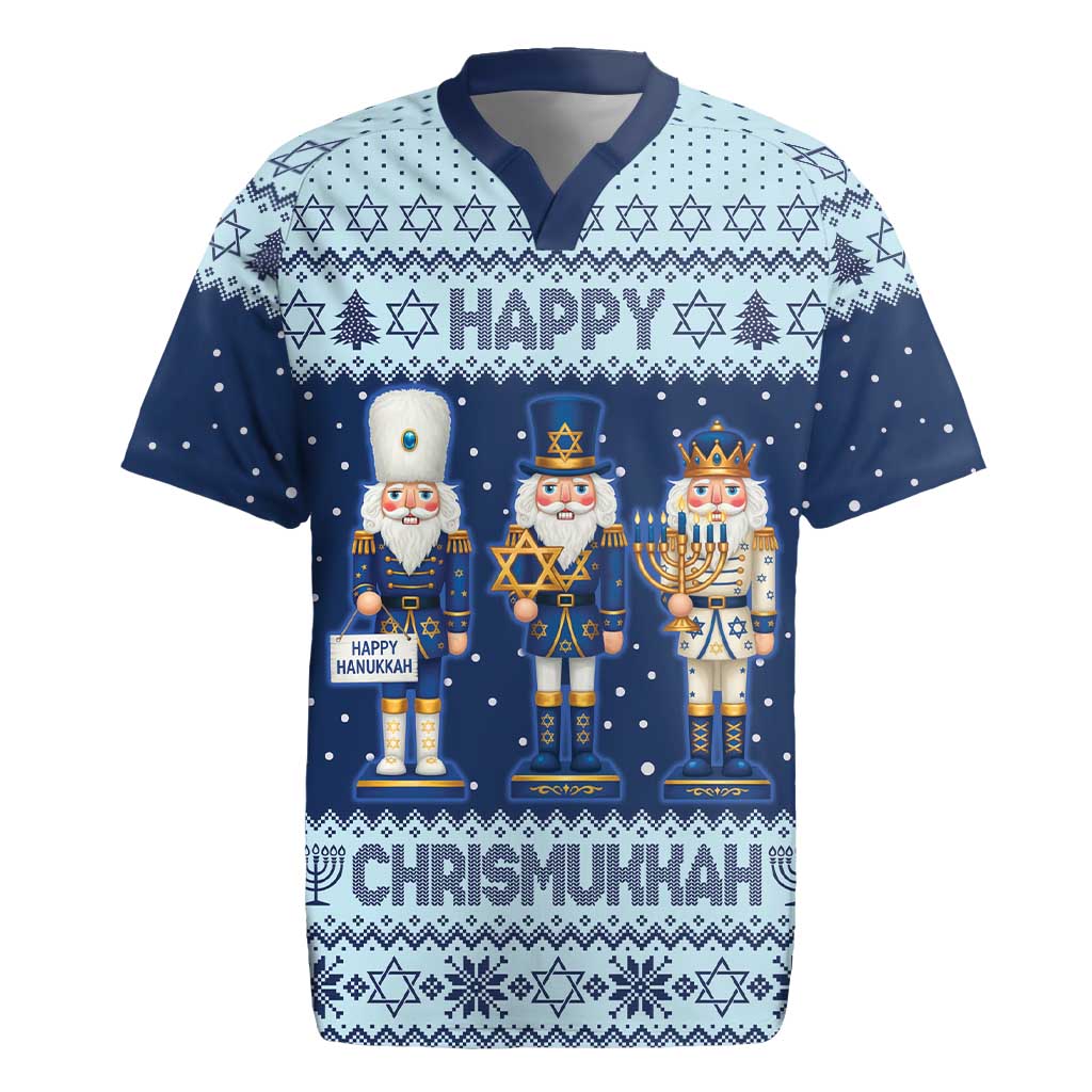 Chrismukkah Nutcracker Rugby Jersey Funny Hanukkah Xmas Style - Wonder Print Shop
