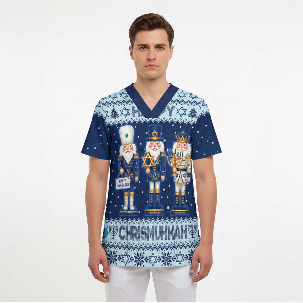 Chrismukkah Nutcracker Scrub Top Funny Hanukkah Xmas Style - Wonder Print Shop