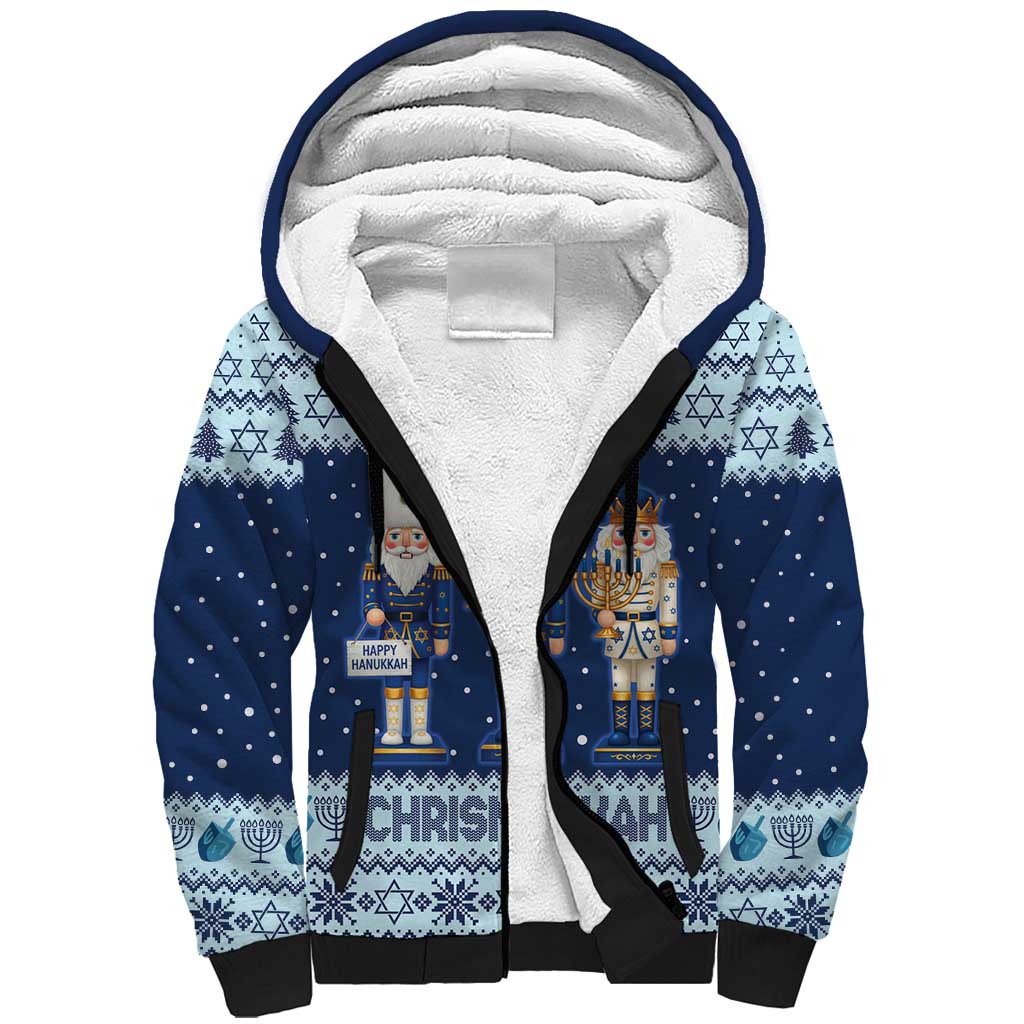 Chrismukkah Nutcracker Sherpa Hoodie Funny Hanukkah Xmas Style - Wonder Print Shop