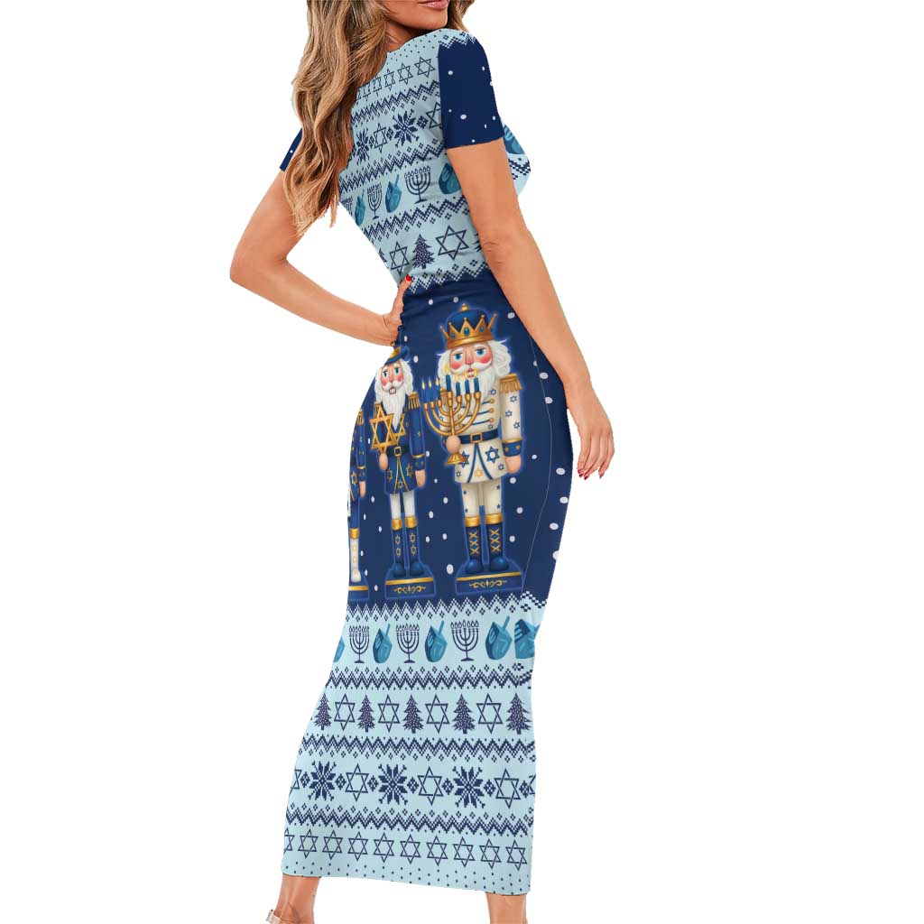 Chrismukkah Nutcracker Short Sleeve Bodycon Dress Funny Hanukkah Xmas Style - Wonder Print Shop