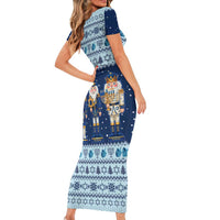 Chrismukkah Nutcracker Short Sleeve Bodycon Dress Funny Hanukkah Xmas Style - Wonder Print Shop