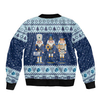 Chrismukkah Nutcracker Sleeve Zip Bomber Jacket Funny Hanukkah Xmas Style - Wonder Print Shop