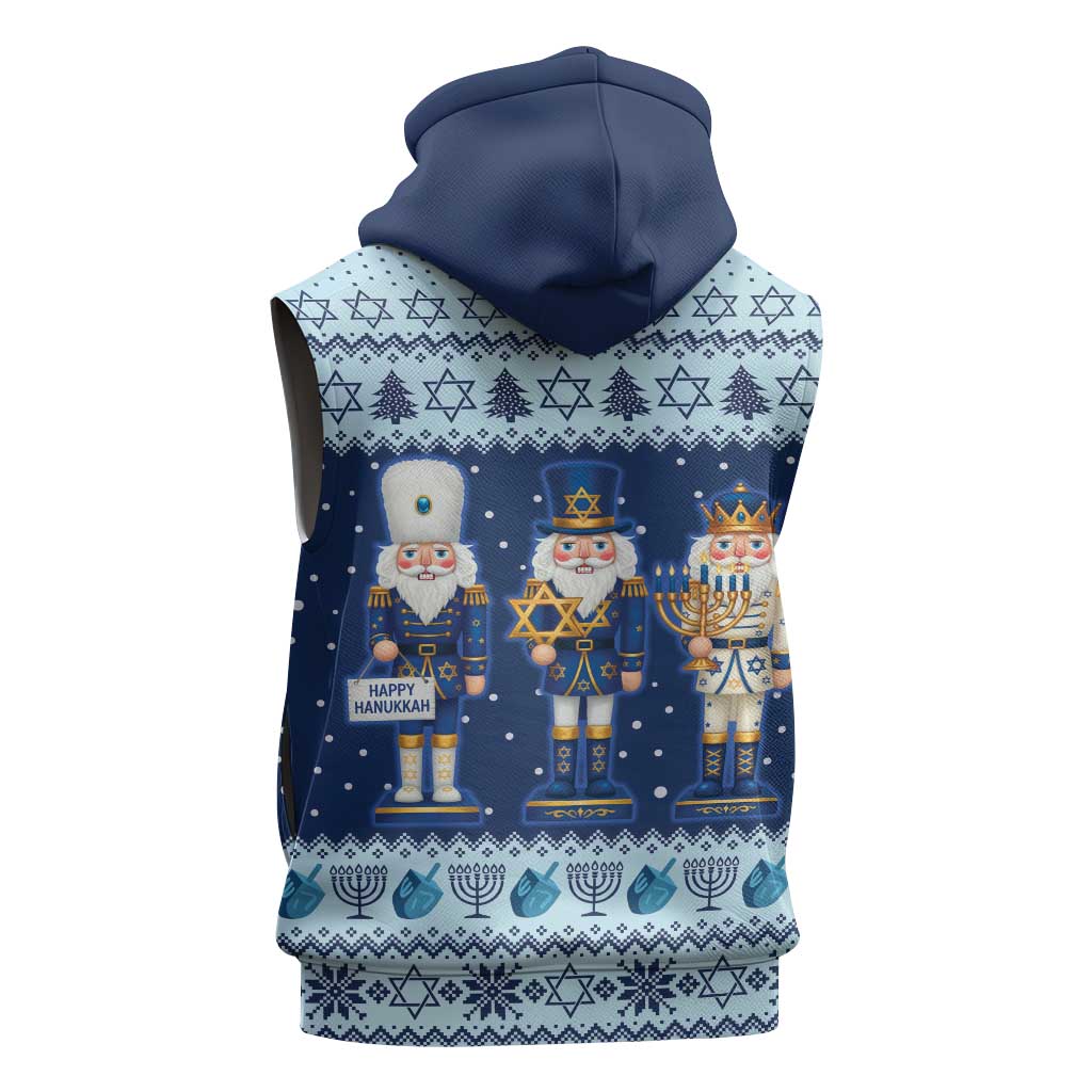 Chrismukkah Nutcracker Sleeveless Hoodie Funny Hanukkah Xmas Style - Wonder Print Shop