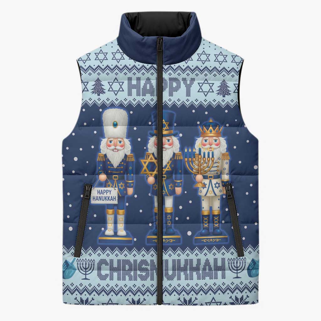 Chrismukkah Nutcracker Sleeveless Puffer Jacket Funny Hanukkah Xmas Style - Wonder Print Shop