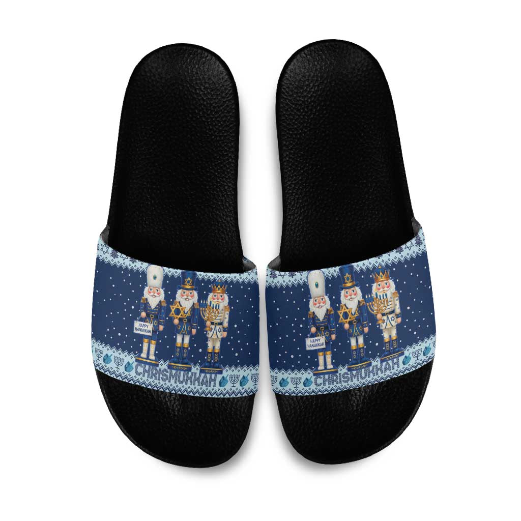 Chrismukkah Nutcracker Slide Sandals Funny Hanukkah Xmas Style - Wonder Print Shop