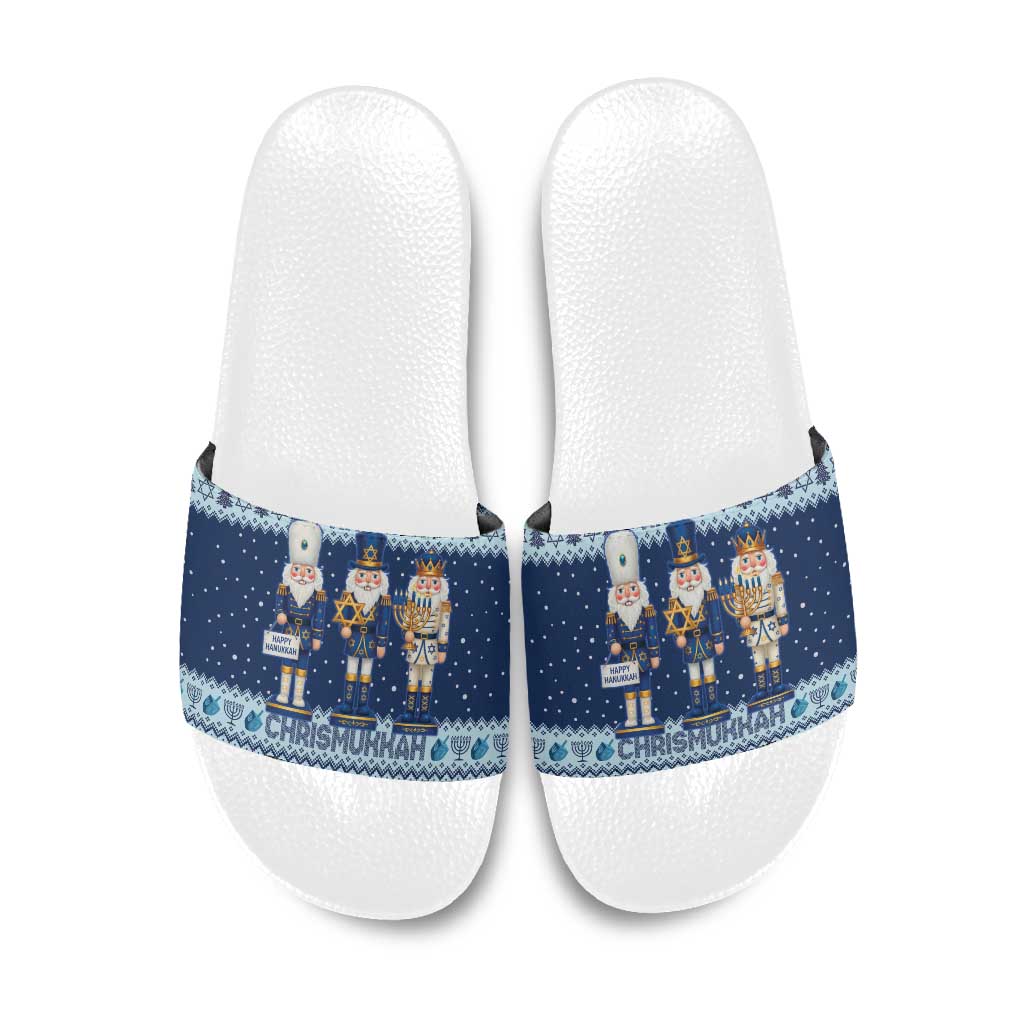 Chrismukkah Nutcracker Slide Sandals Funny Hanukkah Xmas Style - Wonder Print Shop