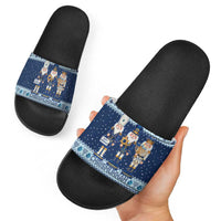 Chrismukkah Nutcracker Slide Sandals Funny Hanukkah Xmas Style - Wonder Print Shop