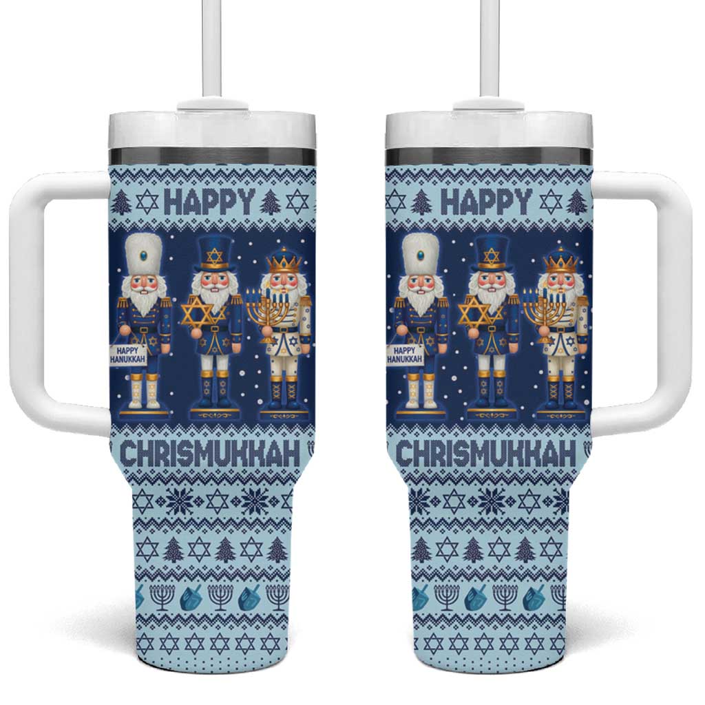 Chrismukkah Nutcracker Tumbler With Handle Funny Hanukkah Xmas Style - Wonder Print Shop