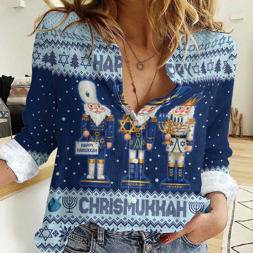Chrismukkah Nutcracker Women Casual Shirt Funny Hanukkah Xmas Style - Wonder Print Shop