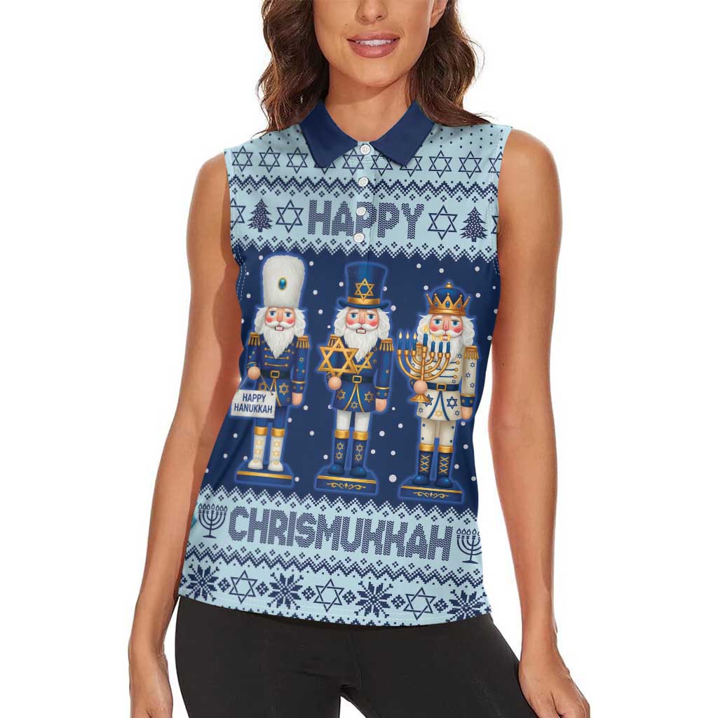 Chrismukkah Nutcracker Women Sleeveless Polo Shirt Funny Hanukkah Xmas Style - Wonder Print Shop