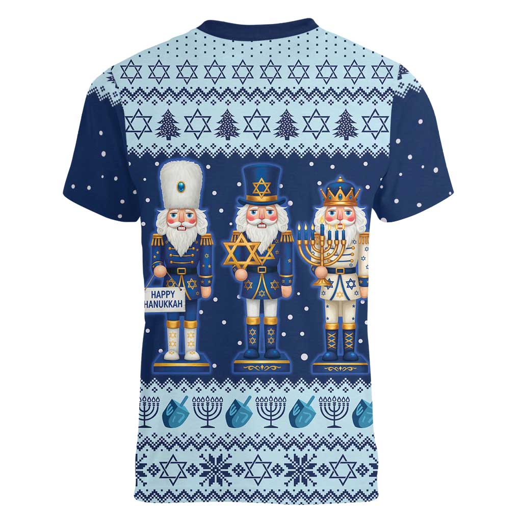 Chrismukkah Nutcracker Women V-Neck T-Shirt Funny Hanukkah Xmas Style - Wonder Print Shop