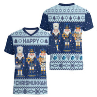 Chrismukkah Nutcracker Women V-Neck T-Shirt Funny Hanukkah Xmas Style - Wonder Print Shop