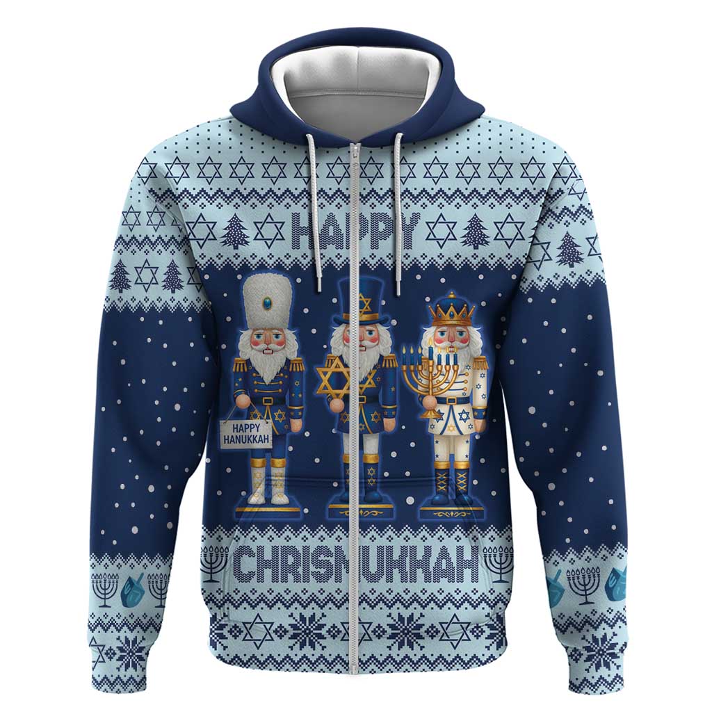 Chrismukkah Nutcracker Zip Hoodie Funny Hanukkah Xmas Style - Wonder Print Shop