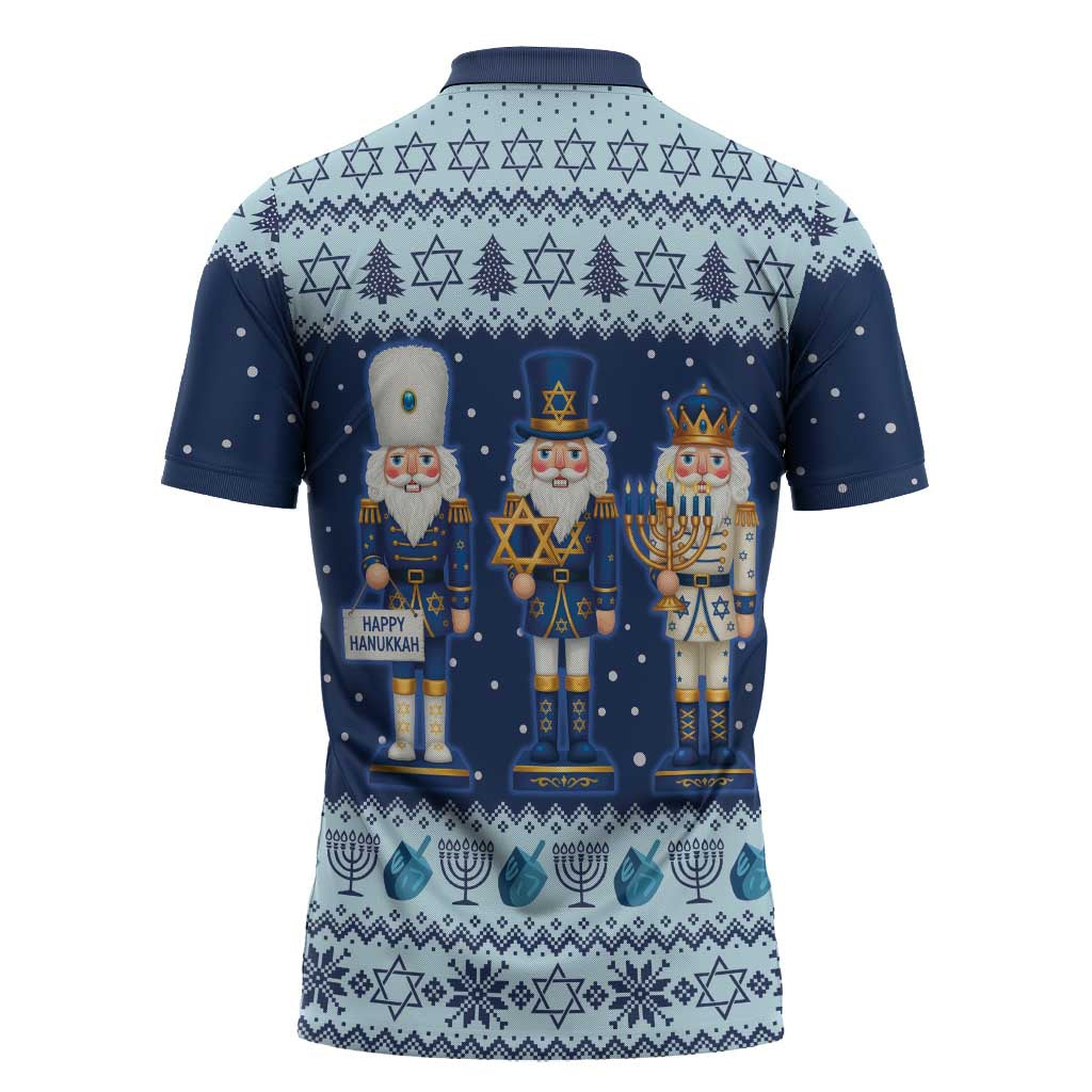 Chrismukkah Nutcracker Zipper Polo Shirt Funny Hanukkah Xmas Style - Wonder Print Shop