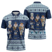 Chrismukkah Nutcracker Zipper Polo Shirt Funny Hanukkah Xmas Style - Wonder Print Shop