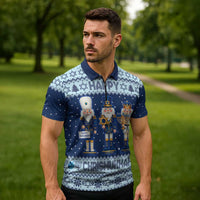 Chrismukkah Nutcracker Zipper Polo Shirt Funny Hanukkah Xmas Style - Wonder Print Shop