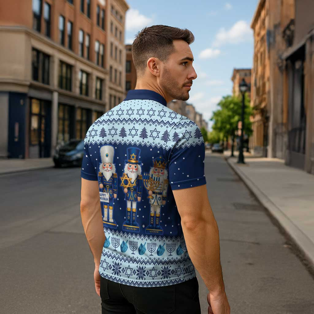 Chrismukkah Nutcracker Zipper Polo Shirt Funny Hanukkah Xmas Style - Wonder Print Shop