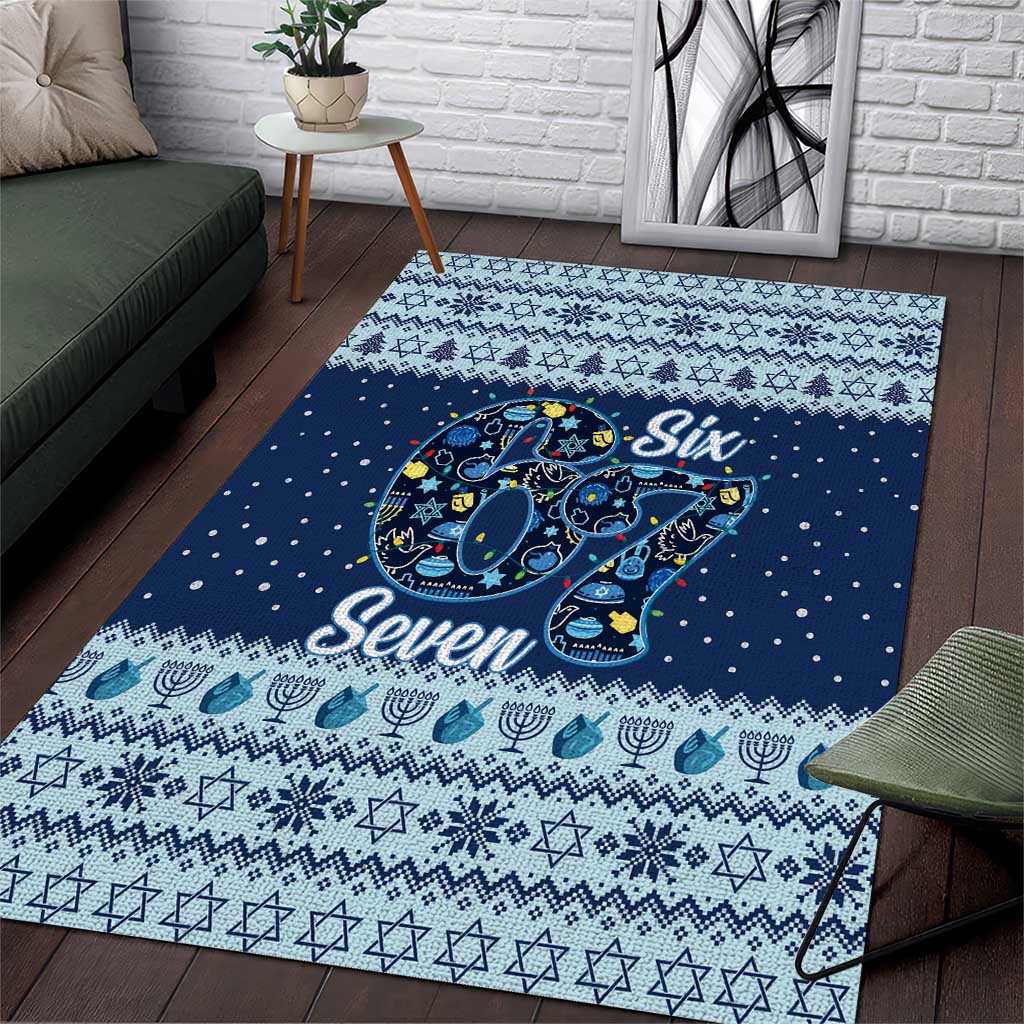 Funny Hanukkah Six Seven Area Rug Gen Alpha Meme Vibes - Wonder Print Shop