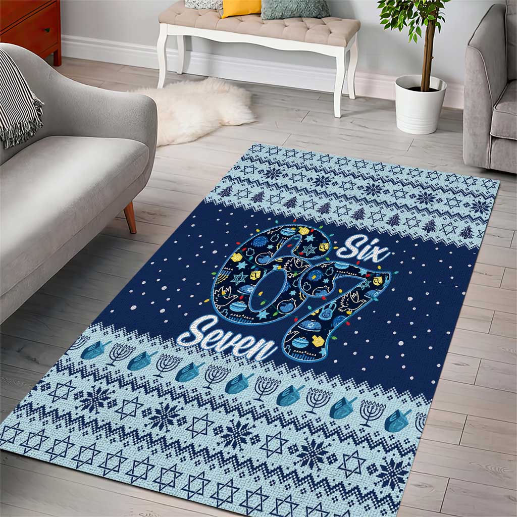 Funny Hanukkah Six Seven Area Rug Gen Alpha Meme Vibes - Wonder Print Shop