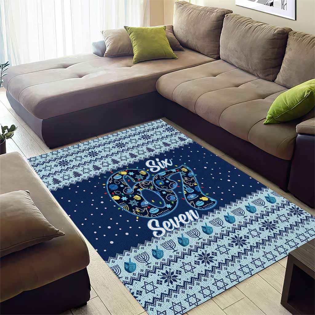 Funny Hanukkah Six Seven Area Rug Gen Alpha Meme Vibes - Wonder Print Shop