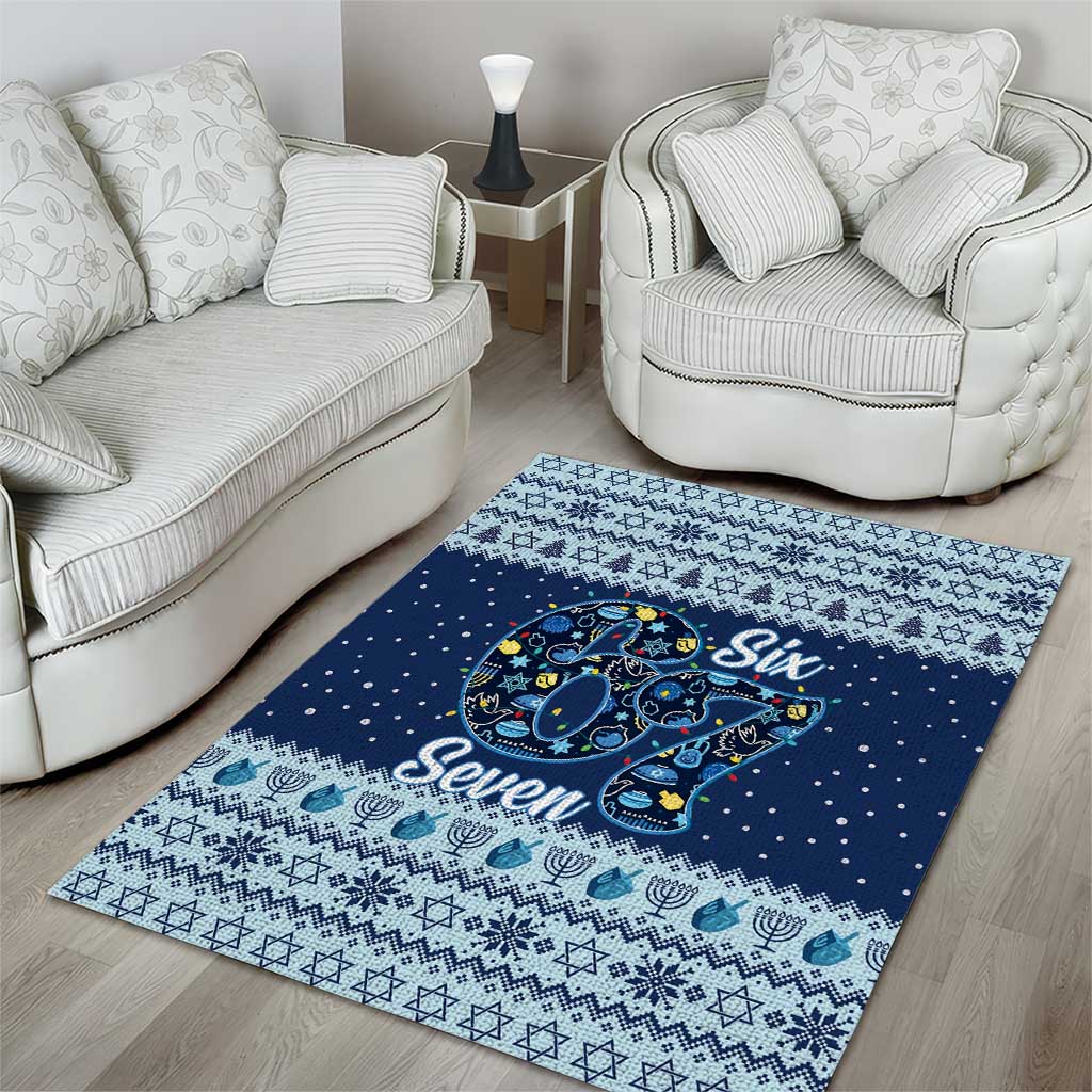 Funny Hanukkah Six Seven Area Rug Gen Alpha Meme Vibes - Wonder Print Shop